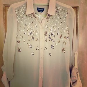 Bebe chiffon pink sparkly blouse NWT